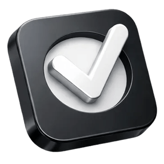 3D checkmark confirmation icon shown on the Frost Zinshof about page