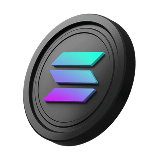 A Solana (SOL) coin positioned next to the hero banner section